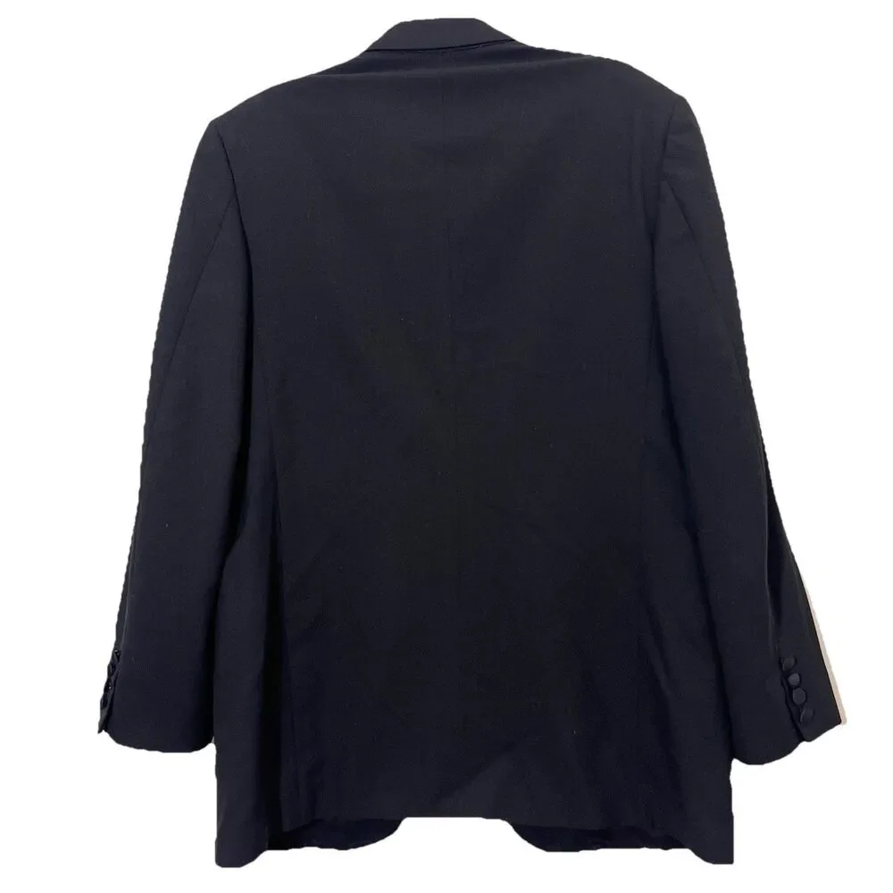 Vtg Christian Dior Balzer Jacket Mens 43L Black‎ Wool Formal Sport Coat USA Made